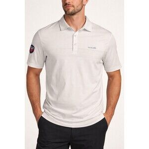 TravisMathew Polo Shirt Mens XXL White Pima Cotton Blend Golf  MOSS Bros Logo